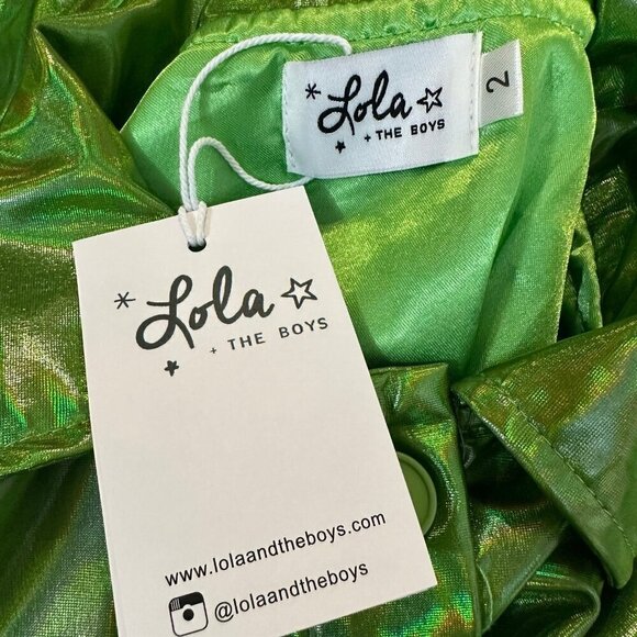 NWT Lola + The Boys iridescent emerald bow dress size 2 - Picture 6 of 8
